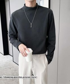 Tシャツ | メンズ トップス 秋冬 保温 無地 モックネック メンズスタイル 20代 30代 通勤 通学 着回し ビジネス 40代 長袖カットソー 冬 50代 コーデ 秋