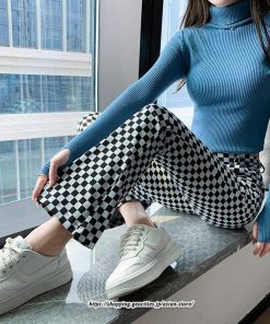 チノ・テーパード・ジョガー・スキニーパン | パンツ レディース フレアパンツ チェック柄 トレンド カジュアル ハイウエスト スキニーパンツ トレンド かわいい 楽ちん お出かけ 送料無料 デート おしゃれ