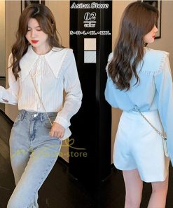 シャツ・ブラウス | ブラウス トップス プリーツ オフィスカジュアル 通勤 リボン付き レディース 韓国 ファッション 通学 カジュアル エレガント 優雅 OL オシャレ 通勤 上品 細身