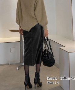 ひざ丈スカート | PUスカート フロントスリット セクシー