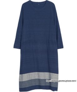 マキシ | リネンワンピース50代レディース綿麻風 長袖秋物 丸ネック 無地 Aラインワンピース ミモレ丈ワンピース サイドポケット ワンピース 30代40代 シンプル 大人