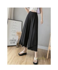 ワイドパンツ | シフォンパンツ レディース きれいめ ハイウエスト ガウチョパンツ ボトムス ゆったり 体形カバー ロング丈 夏物 オフィス 通勤 女性らしい