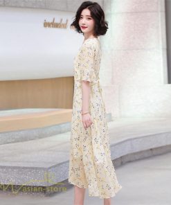 ミディアム | Aラインワンピース レディース ワンピース 着痩せ 上品 ハイウエスト サマーワンピース おしゃれ ゆったり Vネック 20代 30代 通勤 通学 お出かけ 40代 韓国風