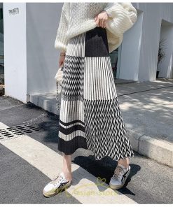 スカート | ロング 秋冬 黒 グレー カーキ プリーツレディース Aライン ニット ウエストゴム あったか おしゃれ 着痩せ 人気 小柄 新着 高見え