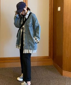 テーラードジャケット | ジャケット オーバーサイズ アウター 秋冬 レディース ドッキング デニム Gジャン