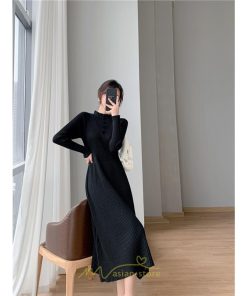 ニットワンピース | レディース 冬 きれいめ ロング おしゃれ 秋冬 長袖 送料無料 可愛い 着痩せ Aライン 20代30代40代50代 韓国風 ハイネック