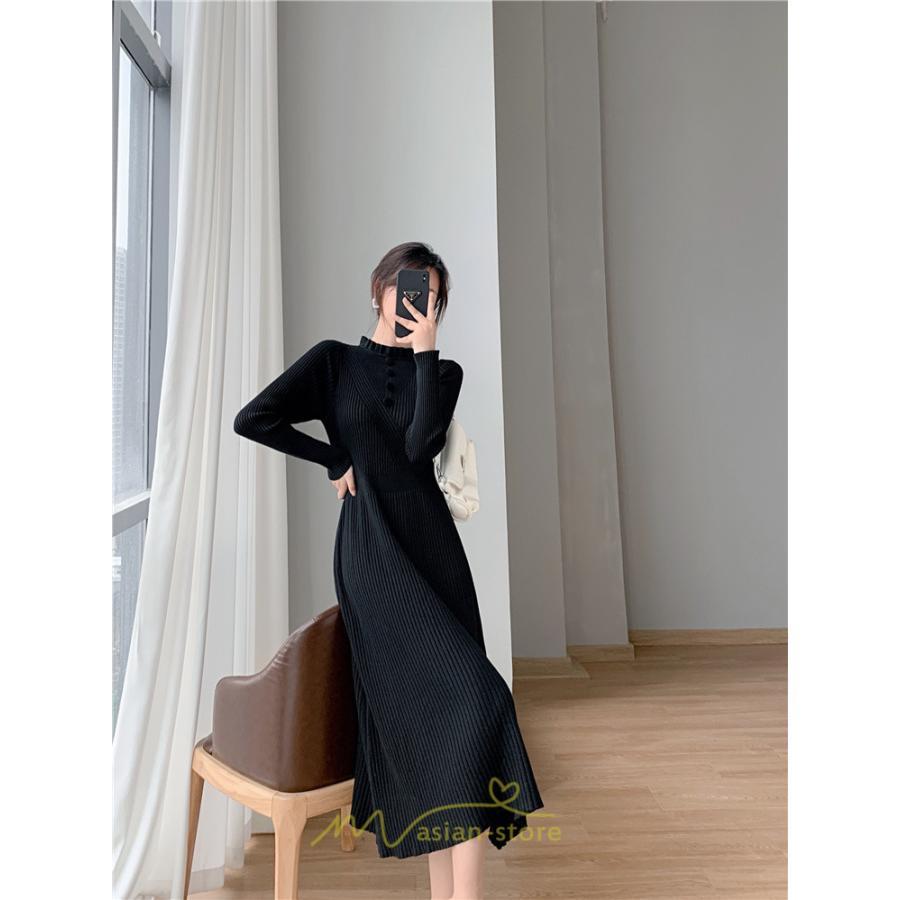 ニットワンピース | レディース 冬 きれいめ ロング おしゃれ 秋冬 長袖 送料無料 可愛い 着痩せ Aライン 20代30代40代50代 韓国風 ハイネック
