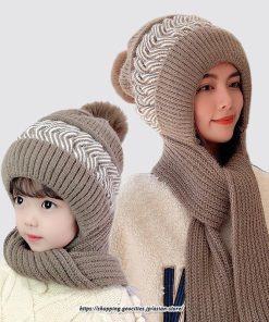 レディース | ニット帽 マフラー付き キッズ 親子 帽子 秋冬 子供 大人 家族 おしゃれ かわいい 防寒 プレゼント スキー 暖かい 厚手