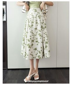 スカート | レディース ロングハイウエスト Aライン 花柄 秋 冬 ボトムス カジュアル 大人 可愛い お出かけ デイリー フェミニン おしゃれ きれいめ