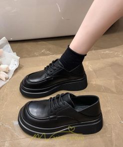 ローファー | レディース 厚底シューズ  JK パンプス 太めヒール 靴ひも 黒 女子靴 オシャレ 通学 コンフォート 通勤 10代20代30代40代 送料無料