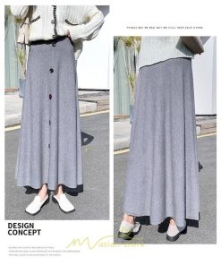 スカート | Aラインレディース マキシロング マキシ プ 着痩せ 秋冬 お呼ばれ トレンド お出かけ 通勤 リゾート 通学 ウェストゴム　ニット