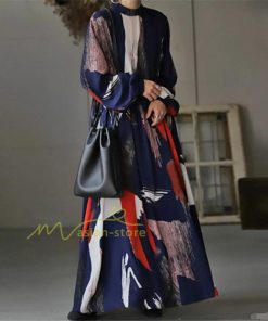 ミディアム | ロングワンピース ワンピース レディース 春 40代 キレイめ マキシ丈ワンピース 秋 長袖 夏物 プリント エレガント 20代30代 お出かけ 着痩せ カジュアル 上品