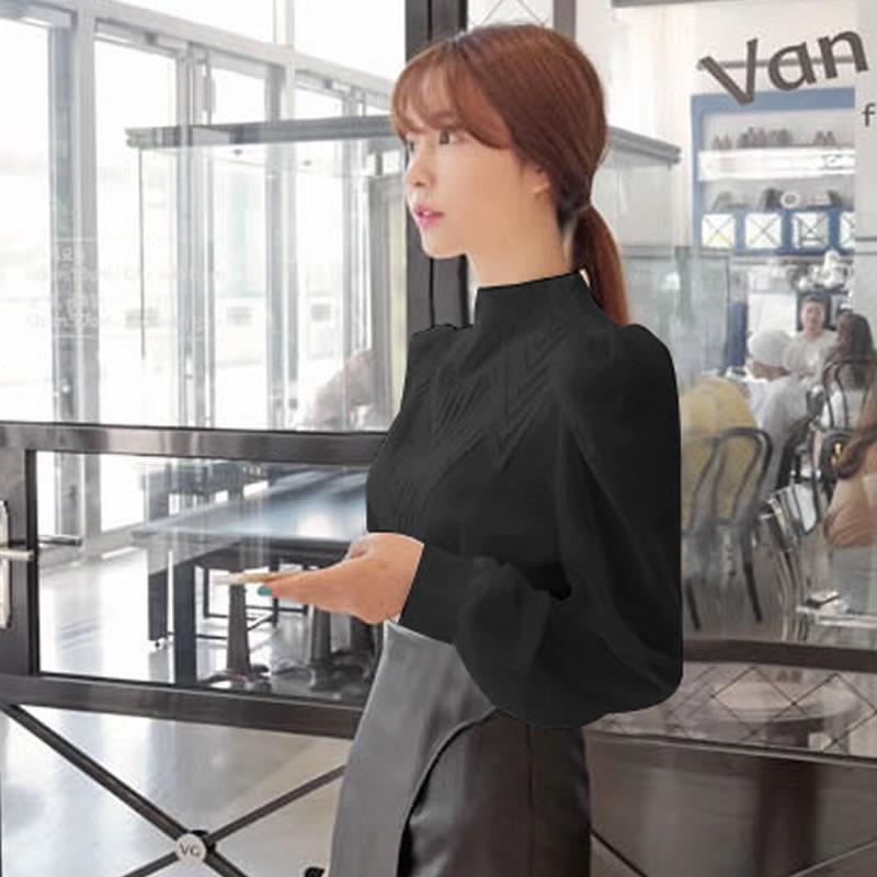 在庫ある | 短納期シフォンブラウスレディース パフスリーブシャツ ビジネスブラウストップス オフィスフォーマルシャツブラウス 薄手 春夏秋衣装 通学通勤 着痩せ 無地 OL