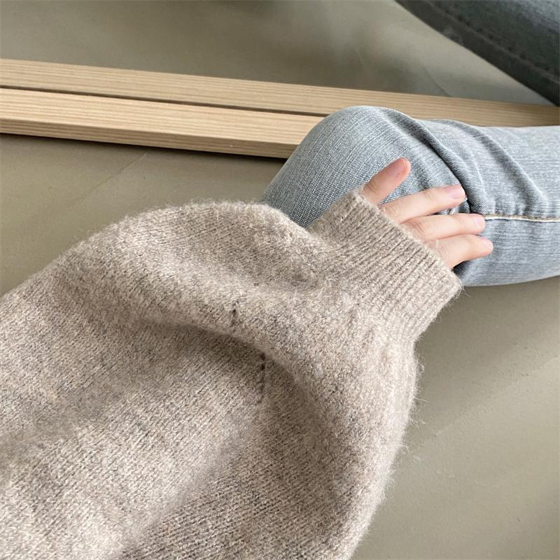 ニット・セーター | ニット レディース 秋冬 厚手 トップス セーター 秋服コーデ 長袖 パフスリーブ ボリューム感 スリット ゆったり 30代 上品 無地 大人 ニットセーター 大きめ