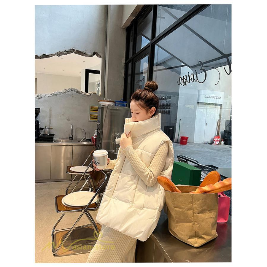 ベスト | ダウンレディース 無地 スタンドネック 中綿きれいめ シンプル 大きいサイズ ノースリーブ 韓国風 20代 50代 秋冬コーデ 40代 30代 大きいサイズ