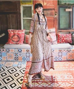 マキシ | レディース ワンピース 夏 秋 長袖ワンピ きれいめ 大人ワンピース Aライン ロングワンピース おしゃれ 大人 お呼ばれ 可愛い コットン レトロ 通勤