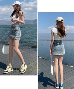 ショートパンツ | スカート風レディースデニムショーパン ハイウエスト 短パン 20代30代40代 カジュアル 通勤通学