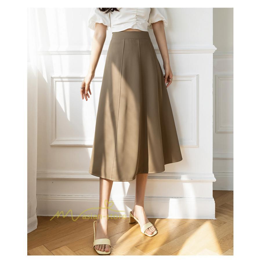 スカート | フレア無地 きれいめ 30代 40代 50代 着やせ 上品 ボトムス 春秋 夏 お洒落 通勤 エレガント 着痩せ 着回し ハイウエスト カジュアル 通学 お出かけ