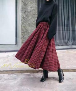スカート | ブロックチェック ロングフレア Aライン ボトムス チェック 柄 マキシ韓国ファッション ゆったり 20代30代40代50代 通勤通学 着痩せ