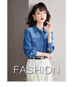 シャツ・ブラウス | デニムシャツ シャツ トップス レディース ブラウス 着痩せ デニム コットン カジュアル エレガント 通勤 通学 オシャレ 上品 ナチュラル 冬 キレイめ 秋 可愛い