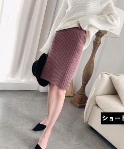 スカート | ニットタイトリブニット セクシー スリット レディース オフィス 膝丈 ミモレ丈 ロングストレッチ 柔らか シルエット 秋冬 大人