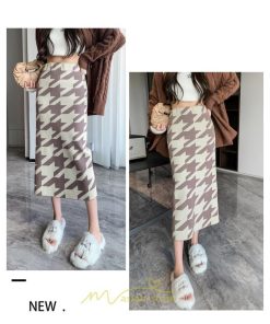 スカート | ロング 春秋冬 レディース ミモレ丈 ウエストゴム ハイウエスト Aライン 無地 きれいめ 大人 千鳥格柄 高見え 人気 SNS映え かっこいい 個性的