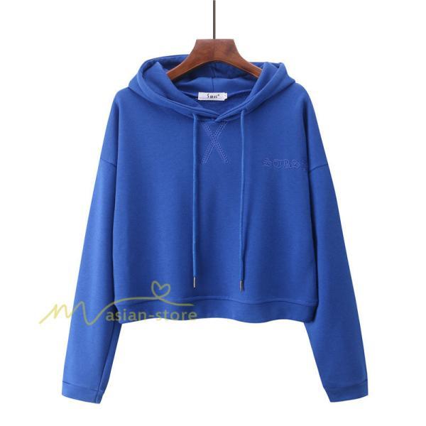 パーカー | 秋新作 長袖フード付き 秋冬 コーデ 薄手 ショート丈 6色 刺繍 シンプル 人気 おしゃれ スウェット プルオーバー 上品 トレーナー 秋物