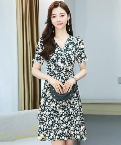 ミディアム | サマーワンピース レディース 夏服 膝丈 ミディアムワンピース 上品 サマーワンピース 上品 2XL 大きいサイズ きれいめ Aラインワンピース Vネック