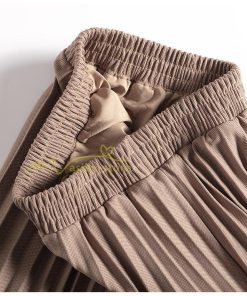 スカート | プリーツロングミモレ丈 Aラインウエストゴム ハイウエスト 秋冬 無地 ゆったり 大人 通学通勤 プリーツ エレガント