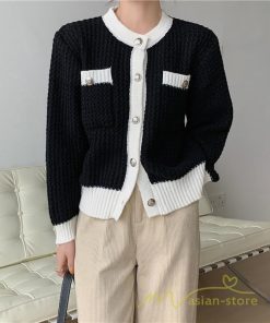 カーディガン | 2022秋冬ニットショート丈 レディース フロントボタン 羽織り ポケット アウター ニット セーター 大人 20代40代 やさしい 通学通勤 長袖