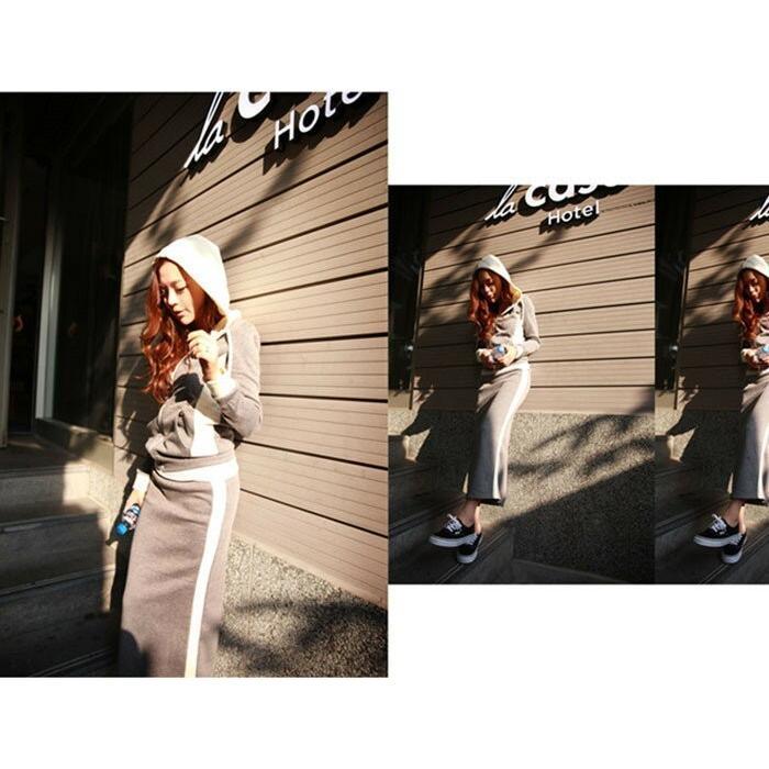 パーカー | 部分即日発送セットアップスウェットパーカースカート レディース タイトスカート トレンド フード付き大人無地体型カバー ロングスカート パーカ