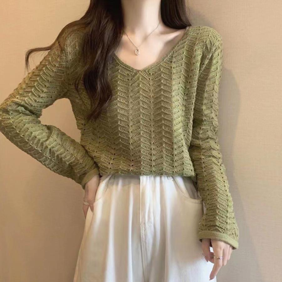 透かし編みトップス | 透かし編みニット メッシュニット 春秋冬