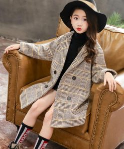 (子供)その他 | 新品 中学生 お出かけ 秋冬 キッズ 長袖 カジュアル 暖かい チェックコート 子供服 裏地付き 可愛い おしゃれ 女の子