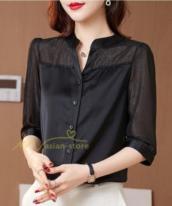 ｔシャツ・カットソー | Tシャツ レディース 7分袖 七分袖 カジュアル おしゃれ 女性用 シンプル 無地 ブラック ブラウス 通勤 フェミニン 20代30代40代50代 シフォンシャツ エレガント