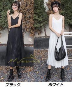マキシ | プリーツワンピース ワンピース レディース マキシ丈 サロペット オールインワン キャミワンピース カジュアル 無地 20代30代40代 韓国ファッション 通勤通学