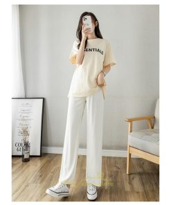 パンツ レギンス | 夏マタニティパンツ ワイドパンツ 涼感 ひんやり ウエストゴム 産前産後 妊婦 妊娠 無地 お腹包む 柔らか 夏パンツ 落ち感 マタニティ ママ ゆったり