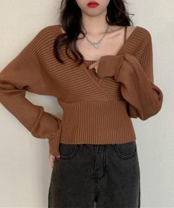 ニット・セーター | ニットトップス レイヤード風 韓国風