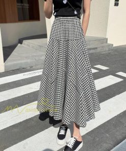 スカート | フレア フレアマキシ ロングコットン ウエストゴム マキシチェック柄 レトロ風 20代30代40代50代 通勤通学 カジュアル