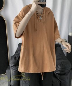 Tシャツ | トップス メンズ カットソー パーカー フード付き カジュアル 無地 7分丈 ゆったり 大きいサイズ 20代 30代 夏新作 ルームウェア 体型カバー シンプル