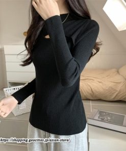 ニット・セーター | カットソー ニット レディース リブニット 長袖 秋冬 春 トップス スリム ストレッチ インナー 無地 着痩せ 長袖ニット 長袖カットソー 通学通勤 プルオーバー