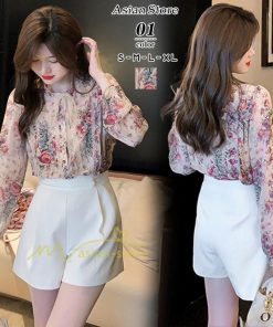 シャツ・ブラウス | ブラウス レディース きれいめ 40代 春夏秋新作 オシャレシフォンブラウス 花柄シャツ 長袖トップス 大人 通勤OL リボン付き シャツ30代 ゆったり 50代 上品