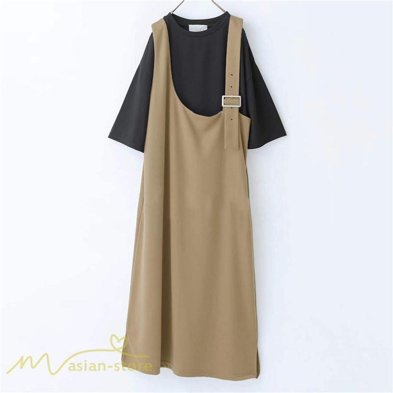 ノースリーブ | ノースリーブワンピース レディース 韓国風 無地 ワンピース ロングワンピース フリーサイズ カーキ ブラック 夏 お出かけ キャミワンピース 40代 30代 20代