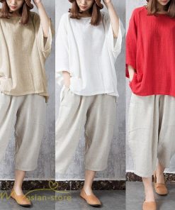 ｔシャツ・カットソー | ｔシャツ レディース カットソー ゆったり 7分袖 リネン混 40代 50代 カジュアル トップス 大きいサイズ 20代 春夏秋 可愛い 体型カバー 無地 30代 シンプル