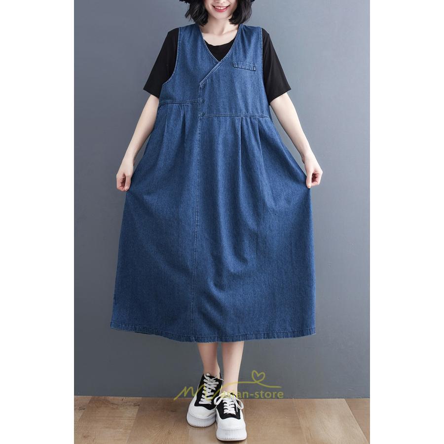 オーバーオール サロペット | デニム サロペット スカート オーバーオール ジャンパースカート レディース ワンピース 可愛い 夏秋 ロング オシャレ ポケット付き オールインワン