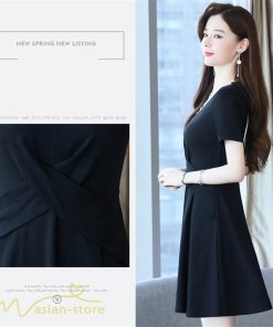 ミディアム | ワンピース Aライン レディース 着痩せ Vネック ひざ上丈 カジュアル 大きいサイズ 無地 きれいめ おしゃれ 春 夏 30代 新作 上品 サマーワンピース 40代 20代