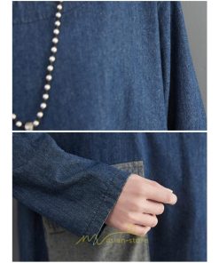 デニムワンピース | ワンピース デニム レディース 40代 ロング チュニック 長袖 ゆったり かわいい 大きいサイズ 藍 大きいポケット 体型カバー
