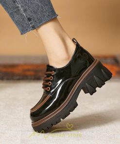 ローファー | 厚底 レディース 厚底スニーカー レースアップ スニーカー PU 合皮 通学 通勤 かわいい 送料無料 可愛い 冬 夏 秋 春