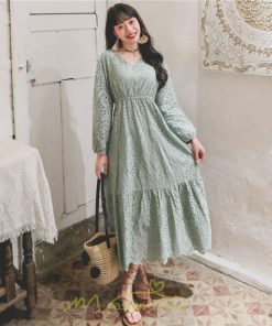 マキシ | ワンピース レディース 夏 秋 ロング丈 長袖 パーティー 大人 レース エレガント きれいめ 大人 おしゃれ お呼ばれ 可愛い お出かけ 日常デート 通勤 オフィス