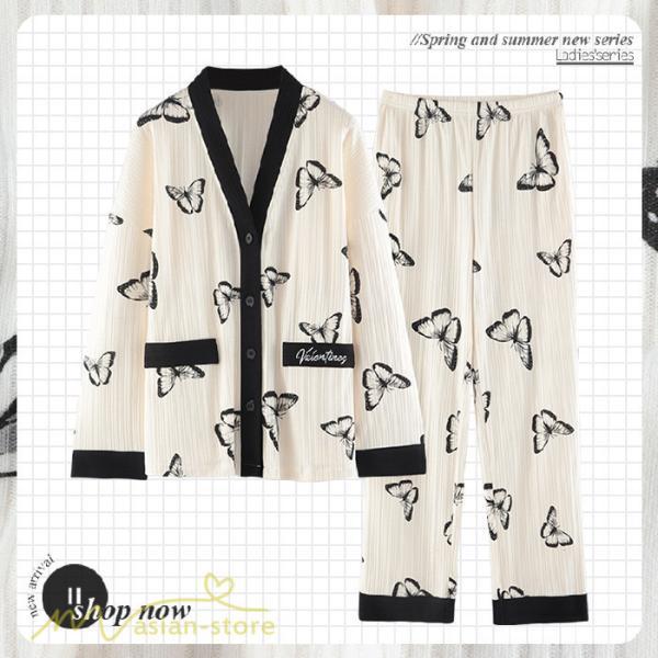 パジャマ ルームウェア | パジャマ ルームウェア レディース 春夏秋 長袖 綿ルームウェア 大きいサイズ 上下セット きれいめ 可愛い セットアップ 部屋着 トレンド 寝巻き 韓国風 女性着