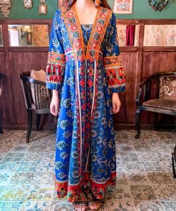 マキシ | ロングワンピース 九分袖 夏ワンピース 秋新作 Aラインワンピース マキシワンピース 刺繍 花柄 プリント 切り替え 旅行 舞台 ダンス 30代40代 可愛い ワンピース